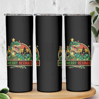Funny Christmas Dinosaur Skinny Tumbler Merry Rexmas Dino Xmas Tree - Wonder Print Shop
