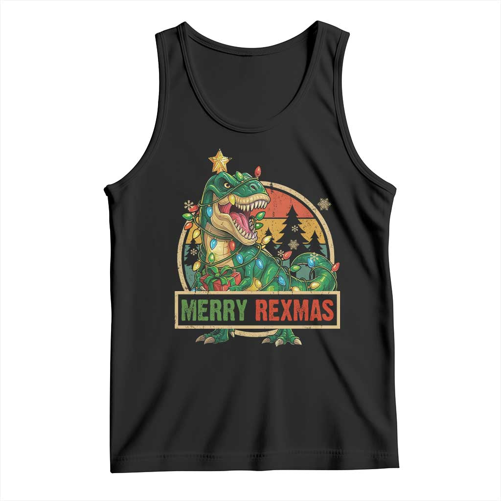 Funny Christmas Dinosaur Tank Top Merry Rexmas Dino Xmas Tree - Wonder Print Shop