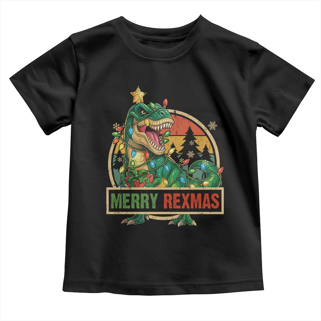 Funny Christmas Dinosaur Toddler T Shirt Merry Rexmas Dino Xmas Tree - Wonder Print Shop