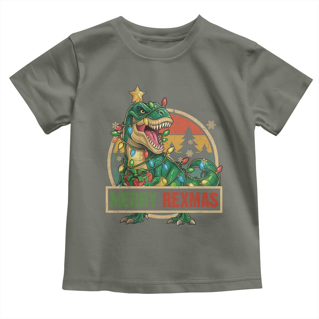 Funny Christmas Dinosaur Toddler T Shirt Merry Rexmas Dino Xmas Tree - Wonder Print Shop