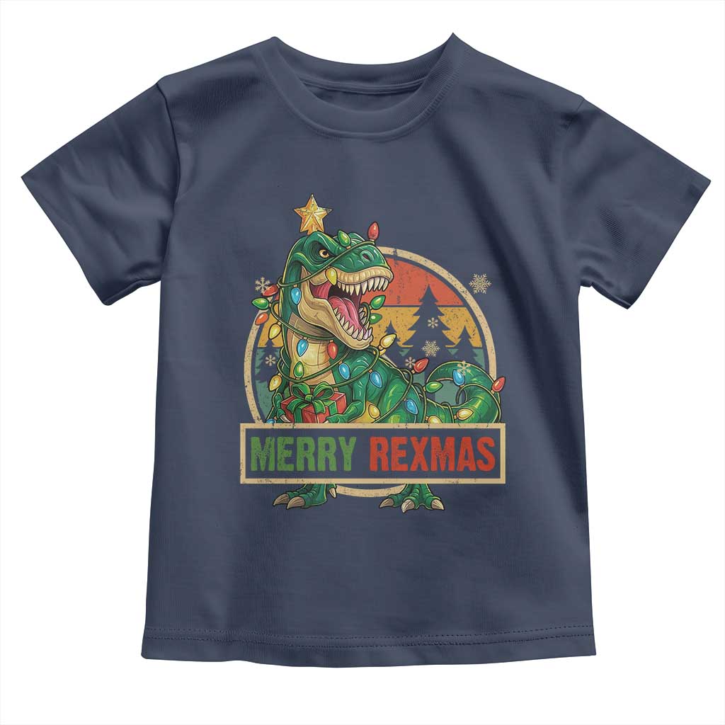 Funny Christmas Dinosaur Toddler T Shirt Merry Rexmas Dino Xmas Tree - Wonder Print Shop