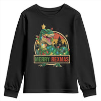 Funny Christmas Dinosaur Youth Sweatshirt Merry Rexmas Dino Xmas Tree - Wonder Print Shop