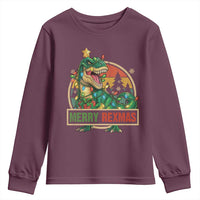 Funny Christmas Dinosaur Youth Sweatshirt Merry Rexmas Dino Xmas Tree - Wonder Print Shop