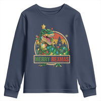 Funny Christmas Dinosaur Youth Sweatshirt Merry Rexmas Dino Xmas Tree - Wonder Print Shop