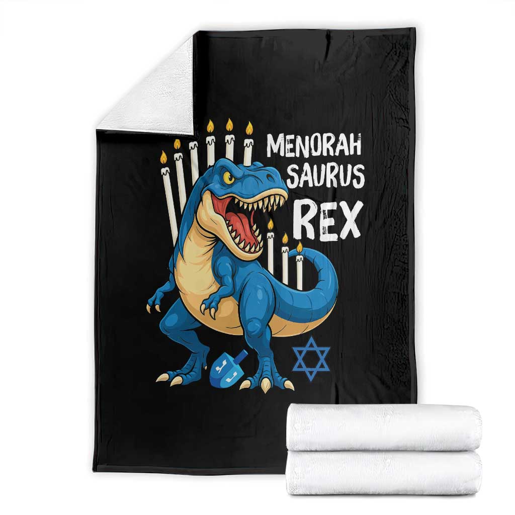 Funny Hanukkah Dinosaur Throw Blanket Menorasaurus Rex Jewish Holiday Chanukkah - Wonder Print Shop