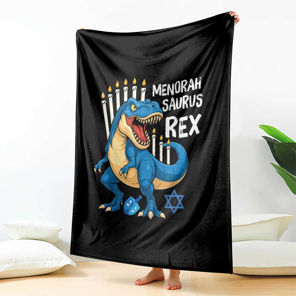 Funny Hanukkah Dinosaur Throw Blanket Menorasaurus Rex Jewish Holiday Chanukkah - Wonder Print Shop
