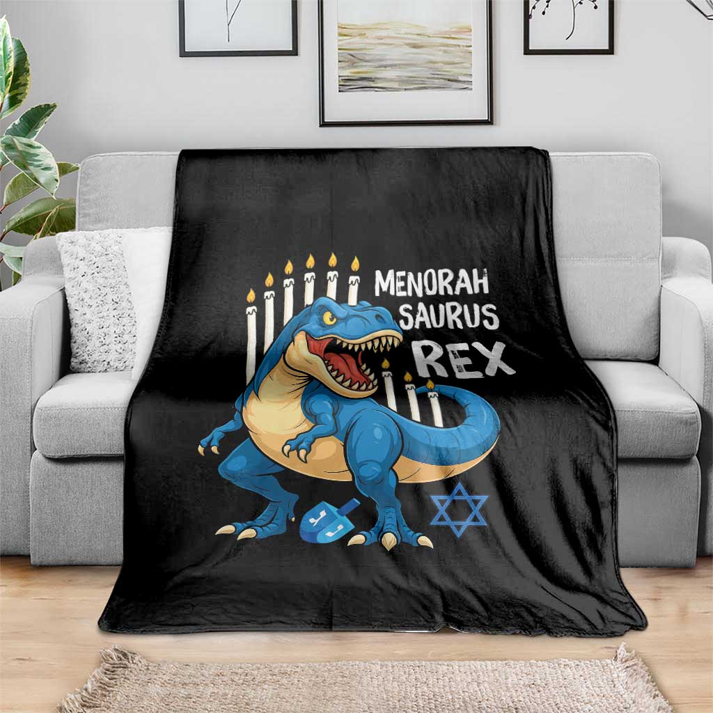 Funny Hanukkah Dinosaur Throw Blanket Menorasaurus Rex Jewish Holiday Chanukkah - Wonder Print Shop