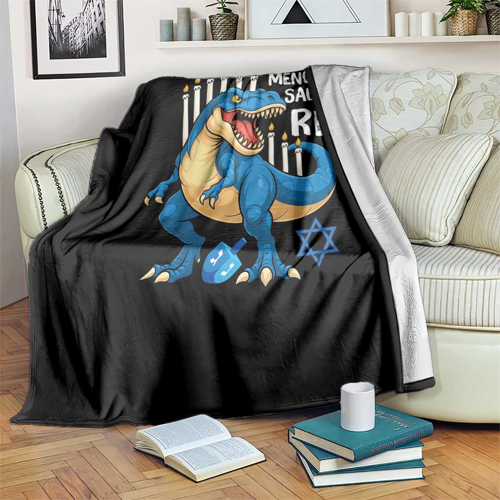 Funny Hanukkah Dinosaur Throw Blanket Menorasaurus Rex Jewish Holiday Chanukkah - Wonder Print Shop