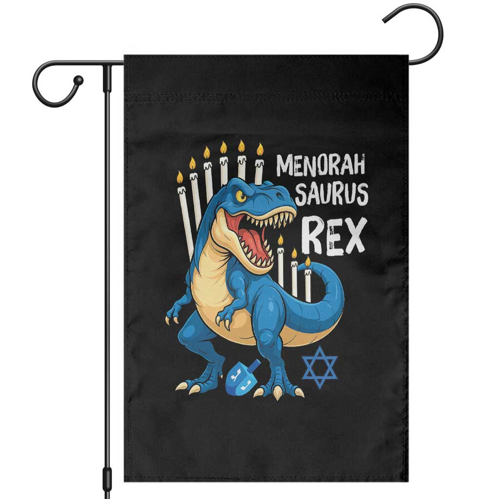 Funny Hanukkah Dinosaur Garden Flag Menorasaurus Rex Jewish Holiday Chanukkah - Wonder Print Shop