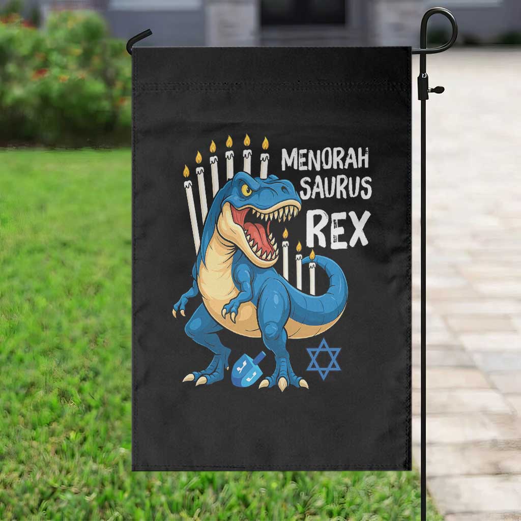 Funny Hanukkah Dinosaur Garden Flag Menorasaurus Rex Jewish Holiday Chanukkah - Wonder Print Shop