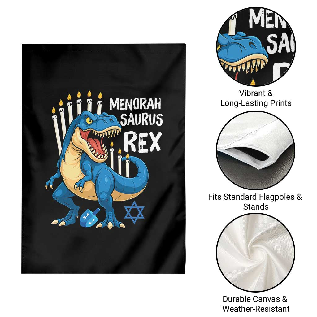 Funny Hanukkah Dinosaur Garden Flag Menorasaurus Rex Jewish Holiday Chanukkah - Wonder Print Shop