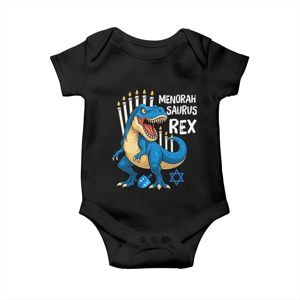Funny Hanukkah Dinosaur Baby Onesie Menorasaurus Rex Jewish Holiday Chanukkah - Wonder Print Shop
