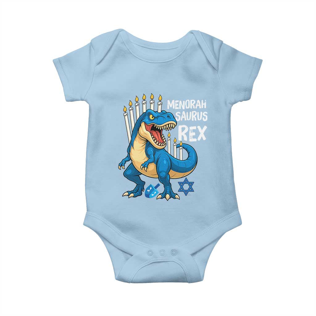 Funny Hanukkah Dinosaur Baby Onesie Menorasaurus Rex Jewish Holiday Chanukkah - Wonder Print Shop