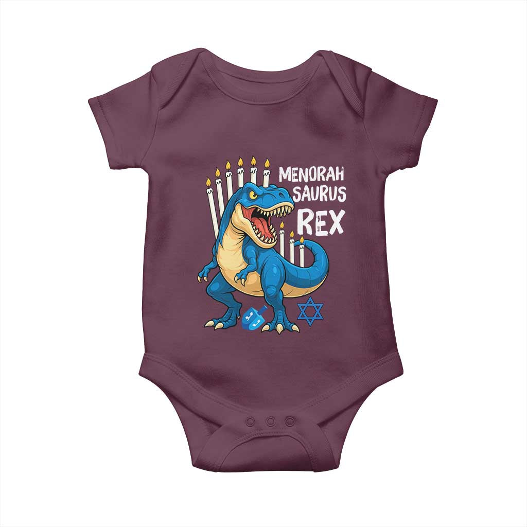 Funny Hanukkah Dinosaur Baby Onesie Menorasaurus Rex Jewish Holiday Chanukkah - Wonder Print Shop