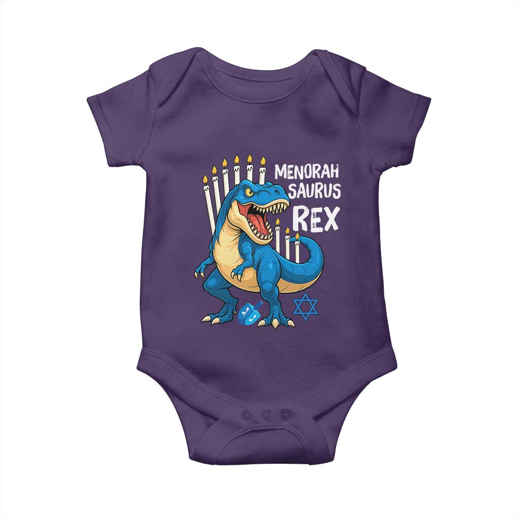Funny Hanukkah Dinosaur Baby Onesie Menorasaurus Rex Jewish Holiday Chanukkah - Wonder Print Shop