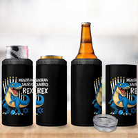 Funny Hanukkah Dinosaur 4 in 1 Can Cooler Tumbler Menorasaurus Rex Jewish Holiday Chanukkah - Wonder Print Shop