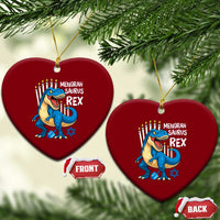 Funny Hanukkah Dinosaur Ceramic Ornament Menorasaurus Rex Jewish Holiday Chanukkah - Wonder Print Shop
