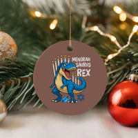 Funny Hanukkah Dinosaur Ceramic Ornament Menorasaurus Rex Jewish Holiday Chanukkah - Wonder Print Shop