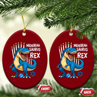 Funny Hanukkah Dinosaur Ceramic Ornament Menorasaurus Rex Jewish Holiday Chanukkah - Wonder Print Shop