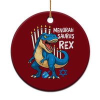 Funny Hanukkah Dinosaur Ceramic Ornament Menorasaurus Rex Jewish Holiday Chanukkah - Wonder Print Shop