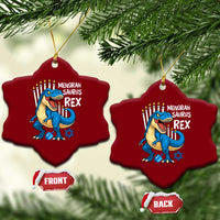 Funny Hanukkah Dinosaur Ceramic Ornament Menorasaurus Rex Jewish Holiday Chanukkah - Wonder Print Shop