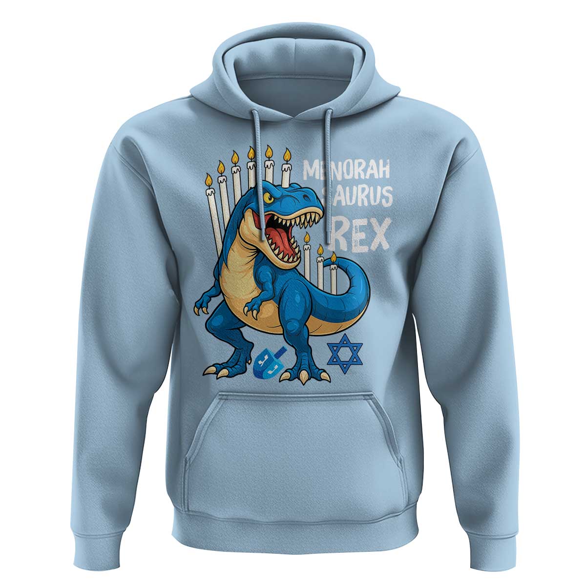 Funny Hanukkah Dinosaur Hoodie Menorasaurus Rex Jewish Holiday Chanukkah - Wonder Print Shop