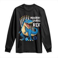 Funny Hanukkah Dinosaur Long Sleeve Shirt Menorasaurus Rex Jewish Holiday Chanukkah - Wonder Print Shop