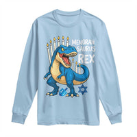 Funny Hanukkah Dinosaur Long Sleeve Shirt Menorasaurus Rex Jewish Holiday Chanukkah - Wonder Print Shop