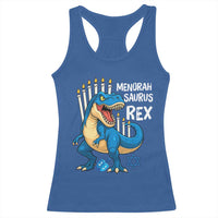 Funny Hanukkah Dinosaur Racerback Tank Top Menorasaurus Rex Jewish Holiday Chanukkah - Wonder Print Shop