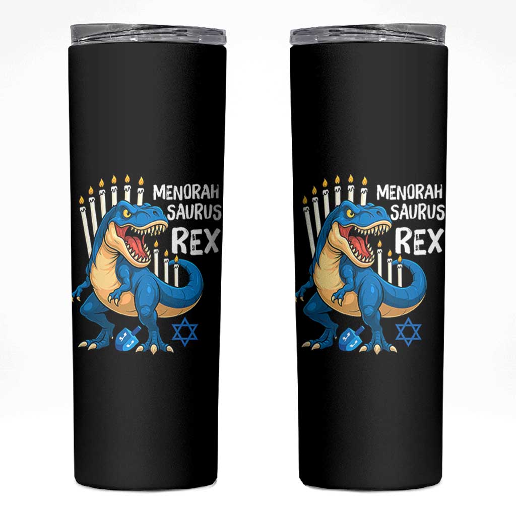 Funny Hanukkah Dinosaur Skinny Tumbler Menorasaurus Rex Jewish Holiday Chanukkah - Wonder Print Shop
