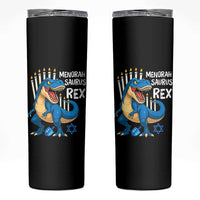 Funny Hanukkah Dinosaur Skinny Tumbler Menorasaurus Rex Jewish Holiday Chanukkah - Wonder Print Shop