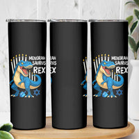 Funny Hanukkah Dinosaur Skinny Tumbler Menorasaurus Rex Jewish Holiday Chanukkah - Wonder Print Shop