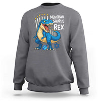 Funny Hanukkah Dinosaur Sweatshirt Menorasaurus Rex Jewish Holiday Chanukkah - Wonder Print Shop