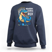 Funny Hanukkah Dinosaur Sweatshirt Menorasaurus Rex Jewish Holiday Chanukkah - Wonder Print Shop