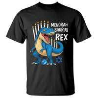 Funny Hanukkah Dinosaur T Shirt Menorasaurus Rex Jewish Holiday Chanukkah - Wonder Print Shop