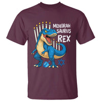 Funny Hanukkah Dinosaur T Shirt Menorasaurus Rex Jewish Holiday Chanukkah - Wonder Print Shop