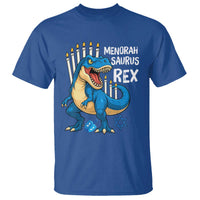 Funny Hanukkah Dinosaur T Shirt Menorasaurus Rex Jewish Holiday Chanukkah - Wonder Print Shop
