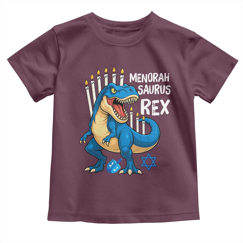 Funny Hanukkah Dinosaur Toddler T Shirt Menorasaurus Rex Jewish Holiday Chanukkah - Wonder Print Shop