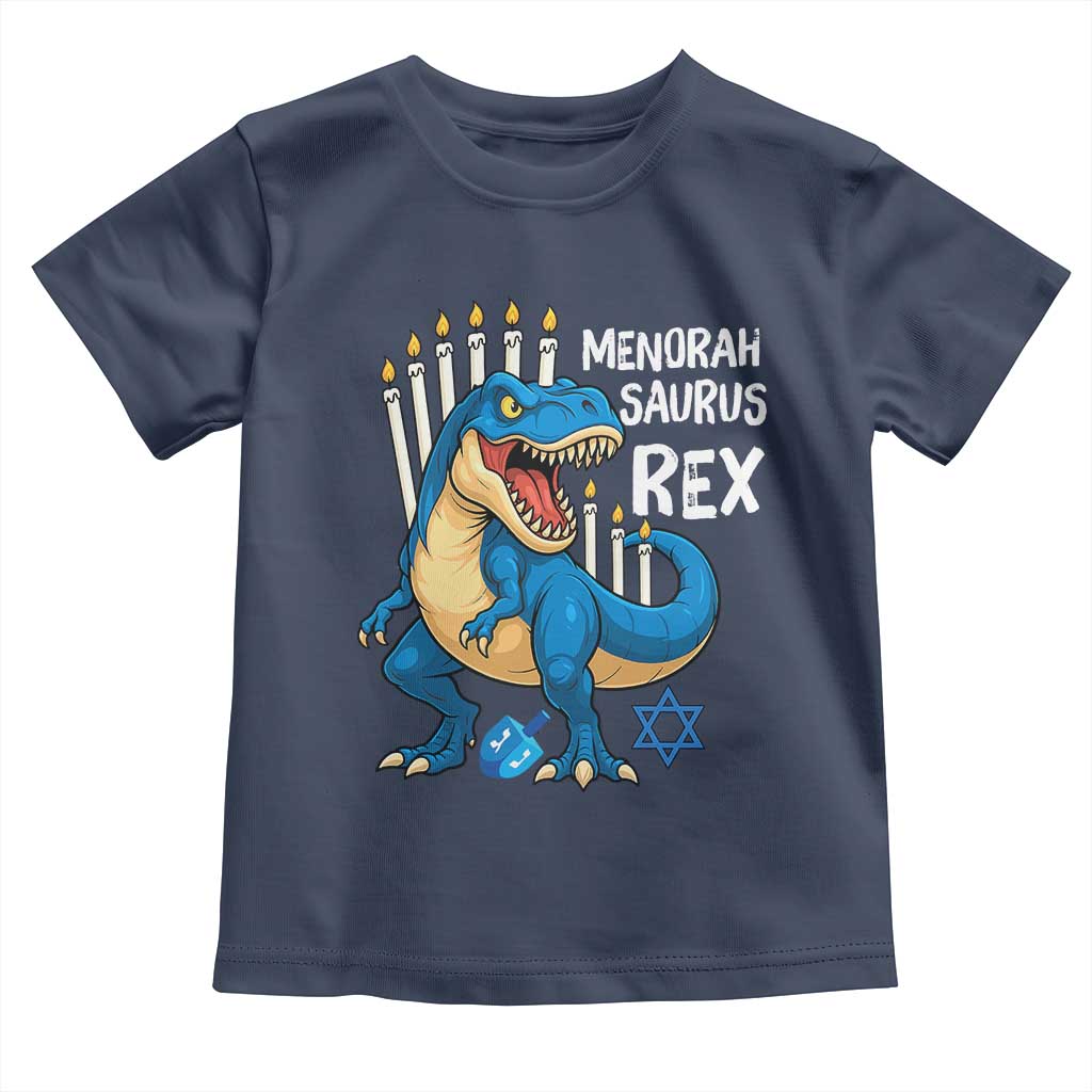 Funny Hanukkah Dinosaur Toddler T Shirt Menorasaurus Rex Jewish Holiday Chanukkah - Wonder Print Shop