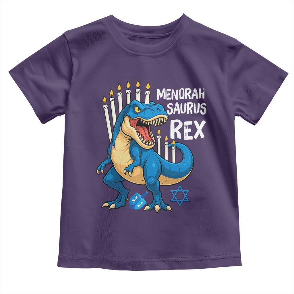 Funny Hanukkah Dinosaur Toddler T Shirt Menorasaurus Rex Jewish Holiday Chanukkah - Wonder Print Shop
