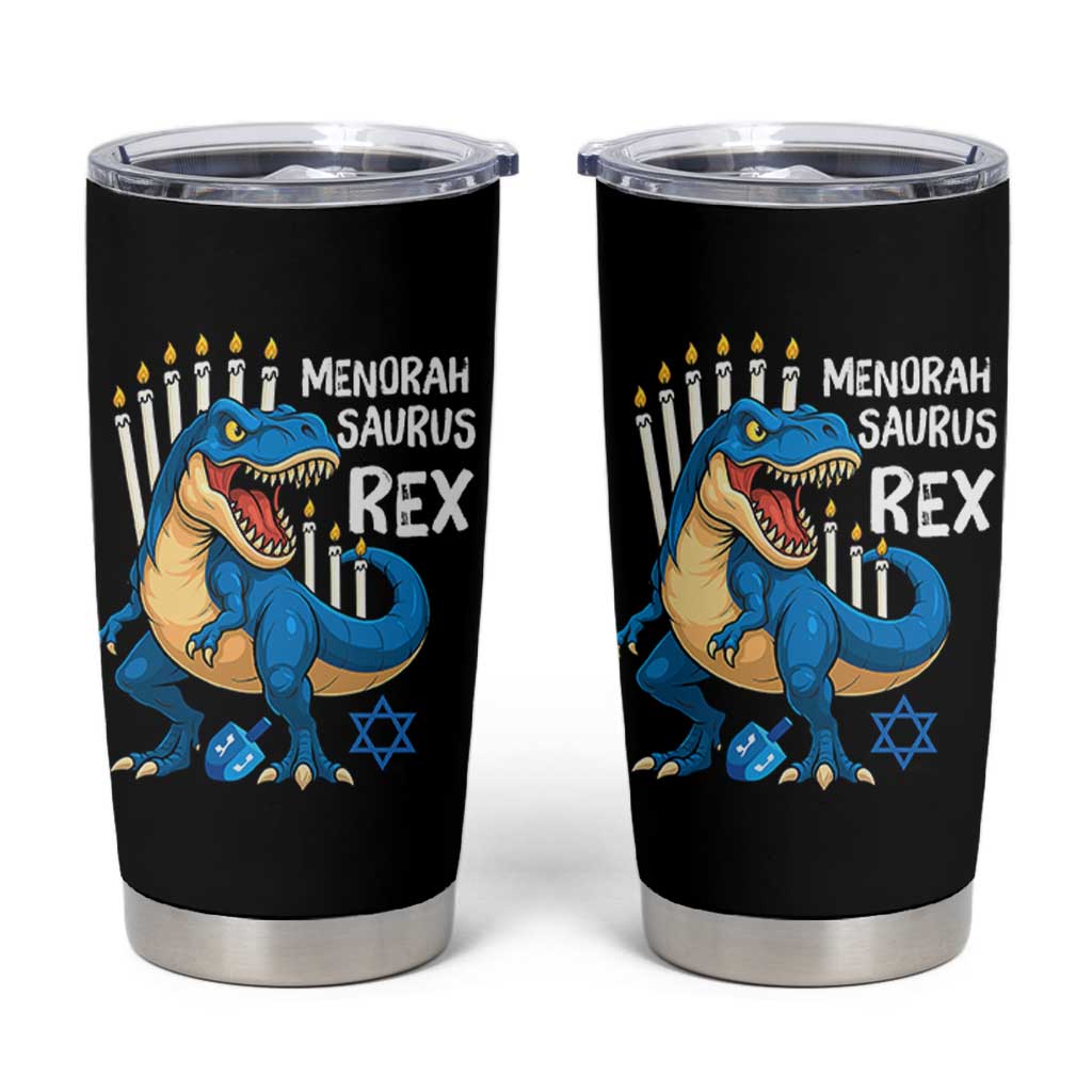 Funny Hanukkah Dinosaur Tumbler Cup Menorasaurus Rex Jewish Holiday Chanukkah - Wonder Print Shop