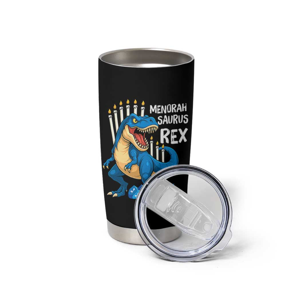 Funny Hanukkah Dinosaur Tumbler Cup Menorasaurus Rex Jewish Holiday Chanukkah - Wonder Print Shop