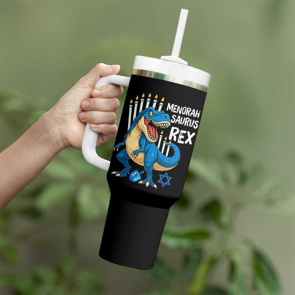 Funny Hanukkah Dinosaur Tumbler With Handle Menorasaurus Rex Jewish Holiday Chanukkah - Wonder Print Shop
