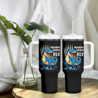 Funny Hanukkah Dinosaur Tumbler With Handle Menorasaurus Rex Jewish Holiday Chanukkah - Wonder Print Shop