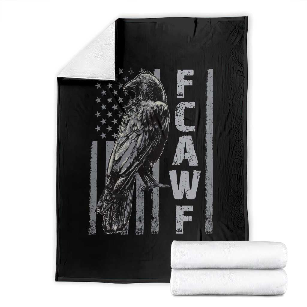 Funny F CAW F Crow Throw Blanket Vintage American Flag - Wonder Print Shop