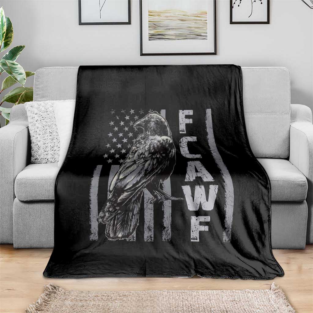 Funny F CAW F Crow Throw Blanket Vintage American Flag - Wonder Print Shop