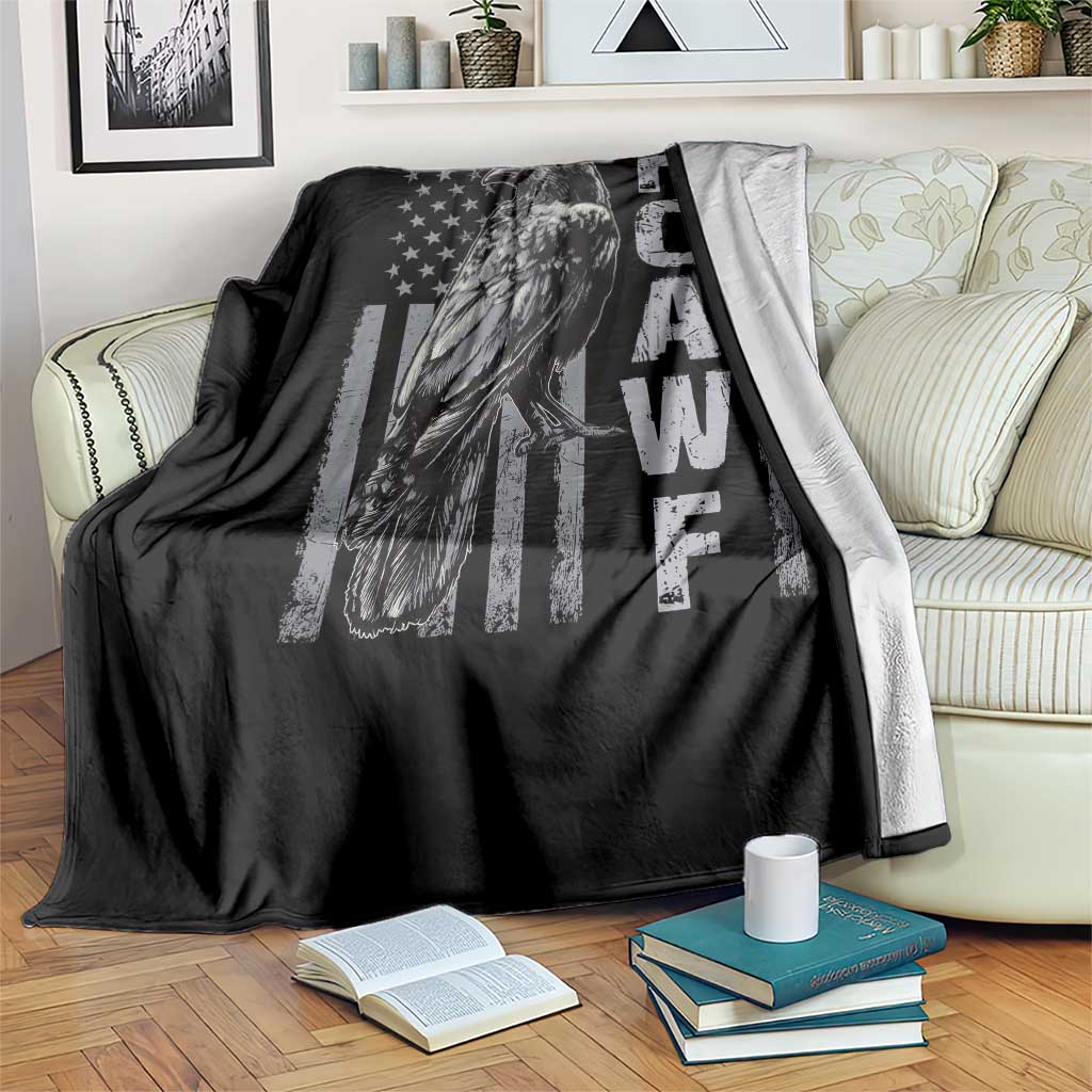 Funny F CAW F Crow Throw Blanket Vintage American Flag - Wonder Print Shop