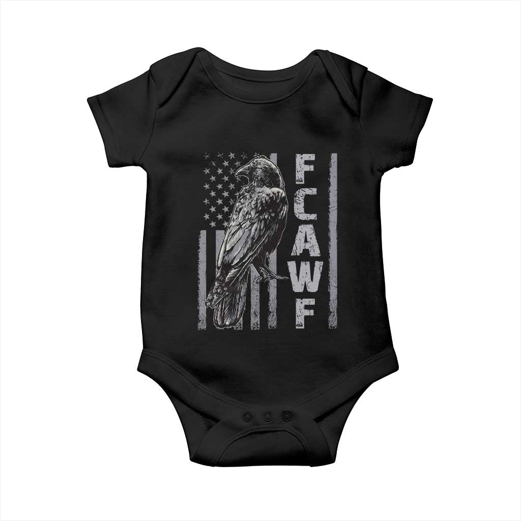 Funny F CAW F Crow Baby Onesie Vintage American Flag - Wonder Print Shop