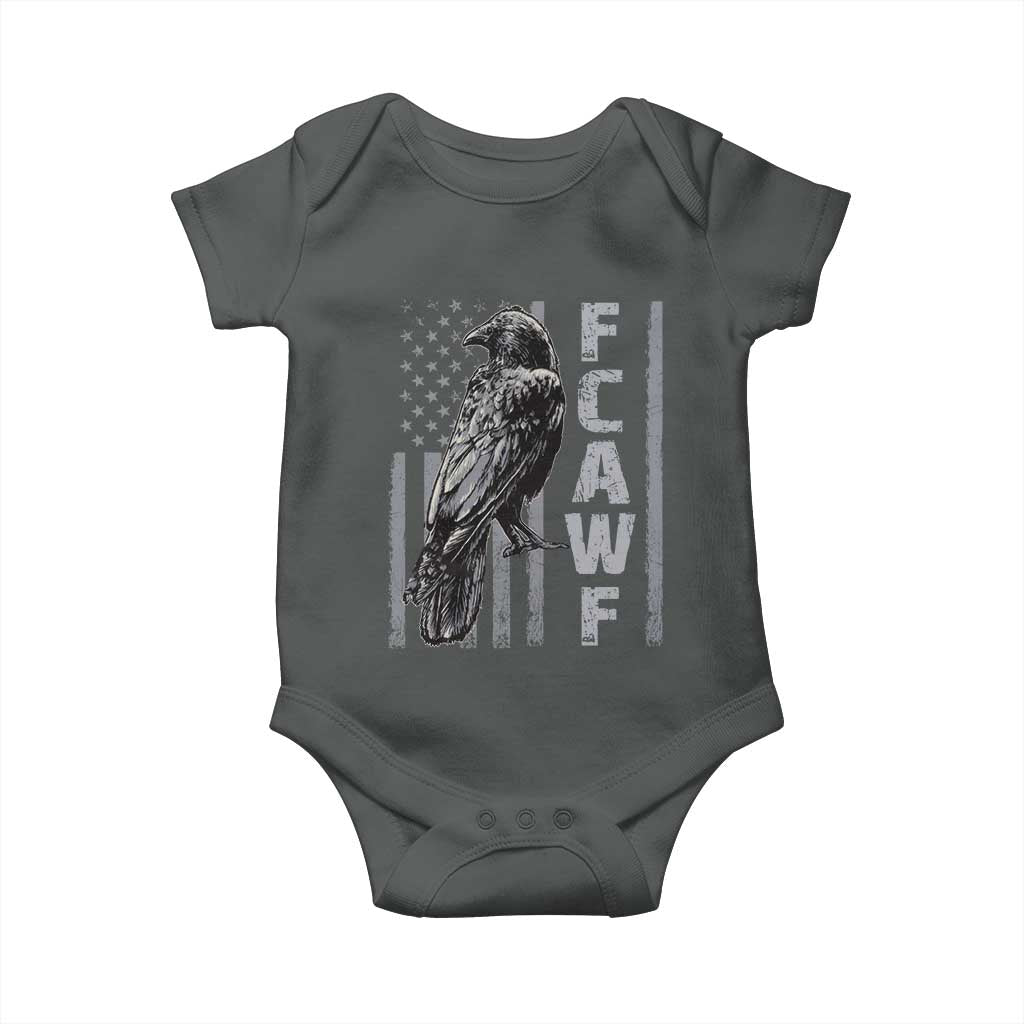 Funny F CAW F Crow Baby Onesie Vintage American Flag - Wonder Print Shop