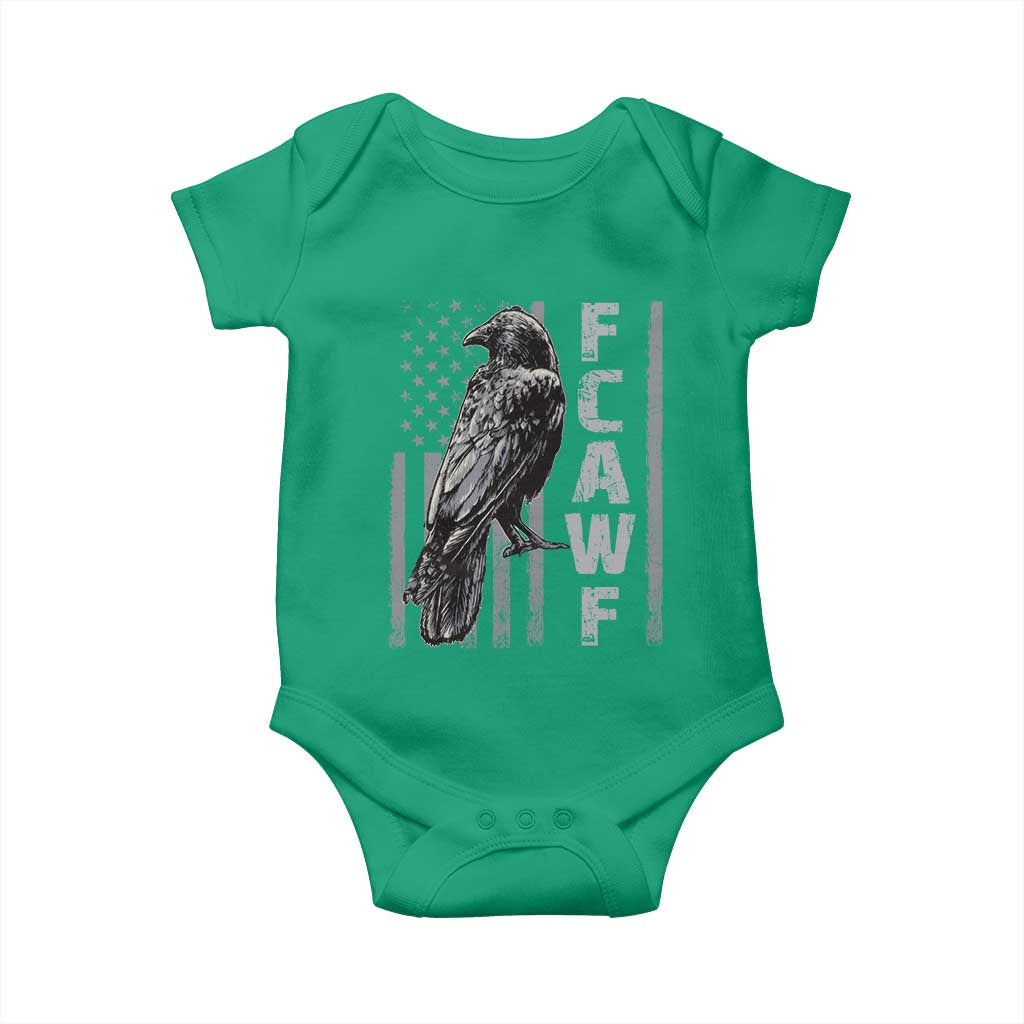 Funny F CAW F Crow Baby Onesie Vintage American Flag - Wonder Print Shop